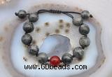 CGB9804 12mm round black labradorite & candy jade adjustable bracelets