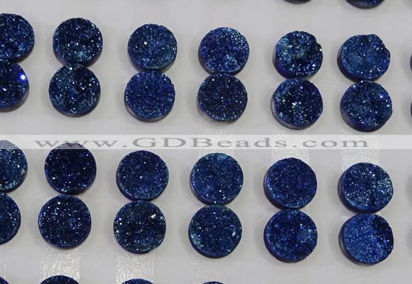 CGC114 14mm flat round druzy quartz cabochons wholesale