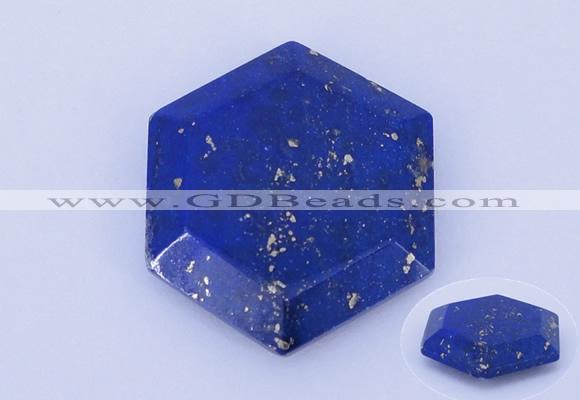 CGC52 6*27mm hexagon natural lapis lazuli gemstone cabochons