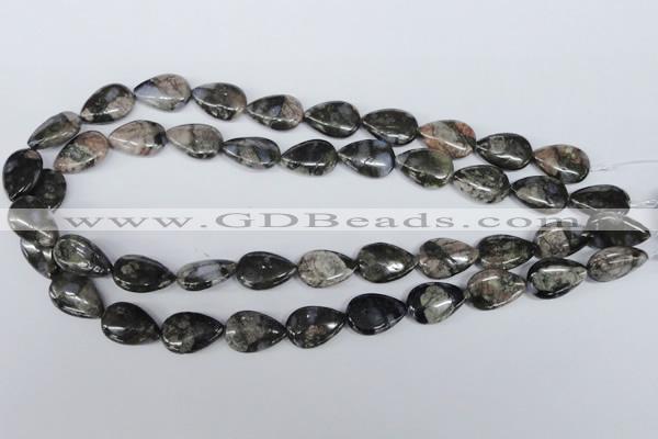 CGE07 15.5 inches 13*18mm flat teardrop glaucophane gemstone beads