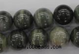 CGH06 15.5 inches 14mm round green hair stone beads wholesale