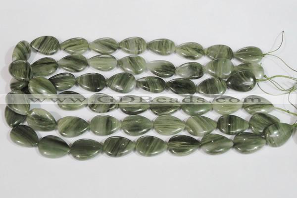 CGH14 15.5 inches 16*22mm flat teardrop green hair stone beads