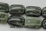 CGH26 15.5 inches 10*14mm rectangle green hair stone beads wholesale