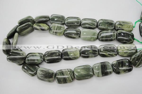 CGH28 15.5 inches 13*18mm rectangle green hair stone beads wholesale