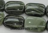 CGH30 15.5 inches 18*25mm rectangle green hair stone beads wholesale