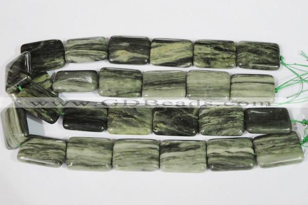 CGH31 15.5 inches 22*30mm rectangle green hair stone beads