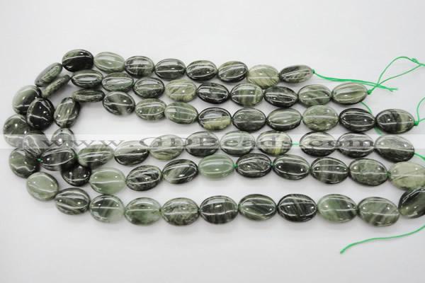 CGH43 15.5 inches 10*14mm oval green hair stone beads wholesale