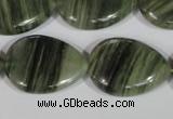 CGH56 15.5 inches 18*25mm flat teardrop green hair stone beads