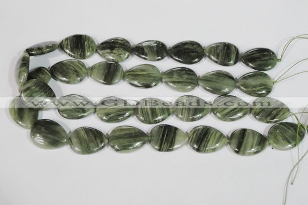 CGH56 15.5 inches 18*25mm flat teardrop green hair stone beads