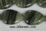 CGH57 15.5 inches 22*30mm flat teardrop green hair stone beads