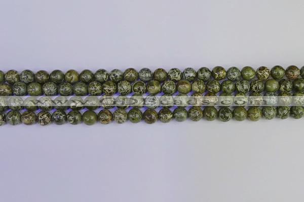 CGJ351 15.5 inches 6mm round green bee jasper beads wholesale