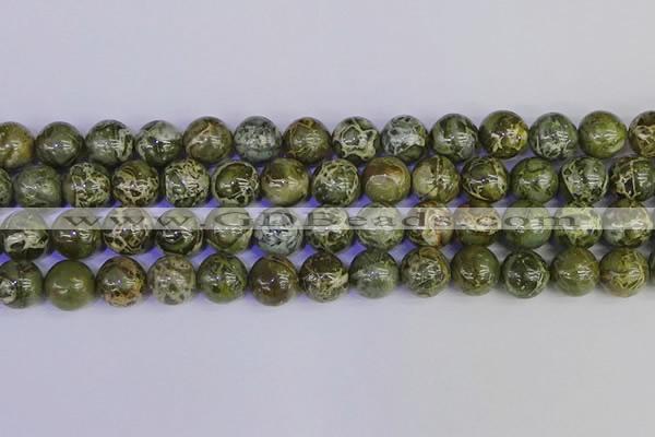 CGJ355 15.5 inches 14mm round green bee jasper beads wholesale