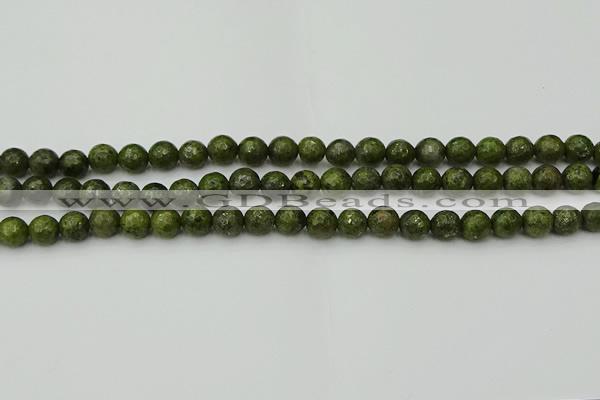 CGJ461 15.5 inches 6mm faceted round green jasper beads wholesale