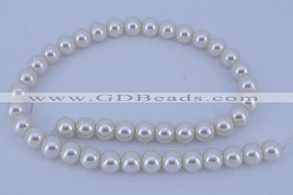 CGL12 10PCS 16 inches 6mm round dyed glass pearl beads wholesale