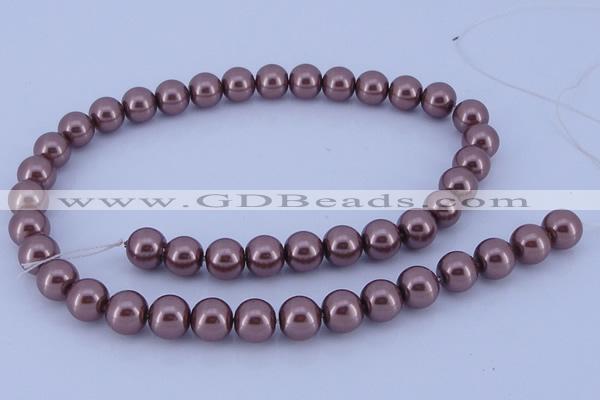 CGL127 5PCS 16 inches 14mm round dyed glass pearl beads wholesale