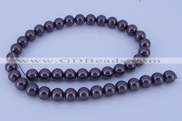 CGL136 5PCS 16 inches 12mm round dyed glass pearl beads wholesale