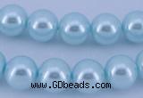 CGL342 10PCS 16 inches 4mm round dyed glass pearl beads wholesale