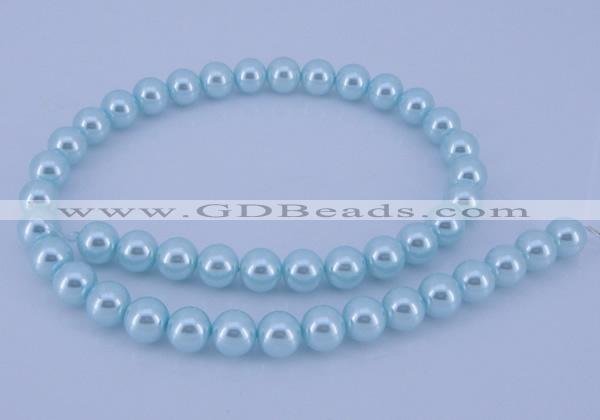 CGL343 10PCS 16 inches 6mm round dyed glass pearl beads wholesale