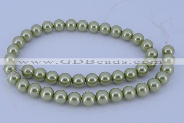 CGL363 10PCS 16 inches 6mm round dyed glass pearl beads wholesale