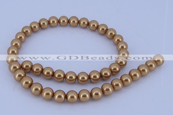 CGL65 5PCS 16 inches 10mm round dyed glass pearl beads wholesale