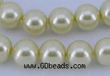 CGL82 10PCS 16 inches 4mm round dyed glass pearl beads wholesale