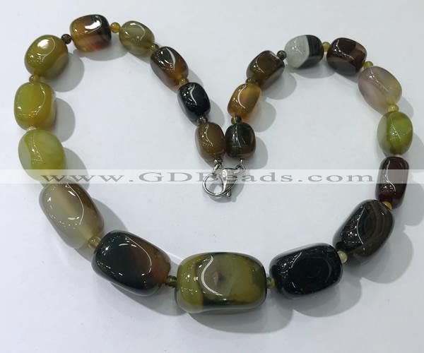 CGN101 20 inches 10*15mm - 20*30mm nuggets agate gemstone necklaces