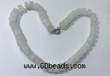 CGN170 20 inches 7*12mm - 9*12mm tyre matte white crystal necklaces