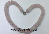 CGN171 20 inches 7*12mm - 9*12mm tyre matte rose quartz necklaces