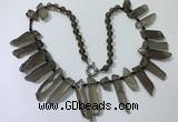 CGN188 23 inches 8*20mm - 11*60mm smoky quartz stick necklaces