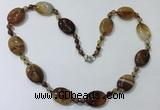 CGN216 22 inches 6mm round & 18*25mm oval agate necklaces