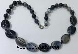 CGN251 20.5 inches 8mm round & 18*25mm oval agate necklaces