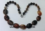 CGN252 20.5 inches 8mm round & 18*25mm oval agate necklaces