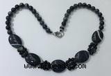 CGN278 18.5 inches 8mm round & 18*25mm oval agate beaded necklaces