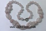 CGN290 24.5 inches chinese crystal & rose quartz beaded necklaces