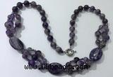 CGN291 24.5 inches chinese crystal & amethyst beaded necklaces