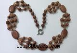 CGN292 24.5 inches chinese crystal & goldstone beaded necklaces