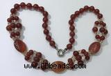 CGN293 24.5 inches chinese crystal & red agate beaded necklaces