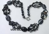 CGN295 24.5 inches chinese crystal & black agate beaded necklaces