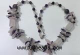 CGN302 27.5 inches chinese crystal & mixed quartz beaded necklaces