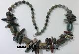 CGN307 27.5 inches chinese crystal & Indian agate beaded necklaces