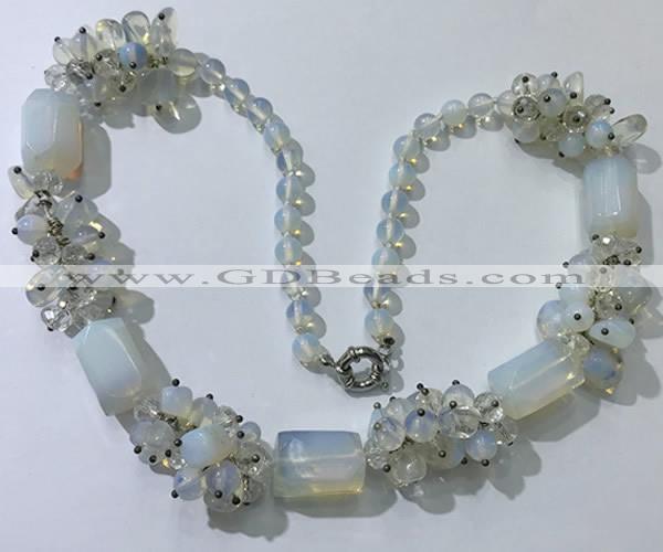 CGN388 23 inches chinese crystal & opal beaded necklaces