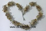 CGN402 19.5 inches chinese crystal & citrine chips beaded necklaces