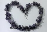 CGN403 19.5 inches chinese crystal & amethyst chips beaded necklaces