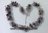 CGN404 19.5 inches chinese crystal & mixed quartz chips beaded necklaces