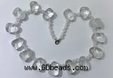 CGN440 21.5 inches freeform white crystal gemstone beaded necklaces