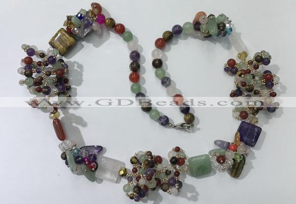 CGN452 25.5 inches chinese crystal & mixed gemstone beaded necklaces