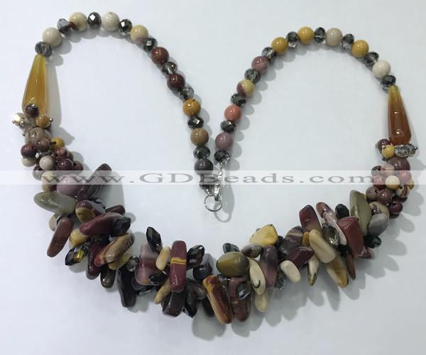 CGN463 22 inches chinese crystal & mookaite beaded necklaces