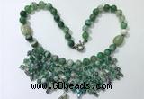 CGN485 21.5 inches chinese crystal & striped agate beaded necklaces