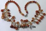 CGN499 21 inches chinese crystal & striped agate beaded necklaces