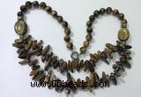 CGN523 23.5 inches chinese crystal & yellow tiger eye beaded necklaces